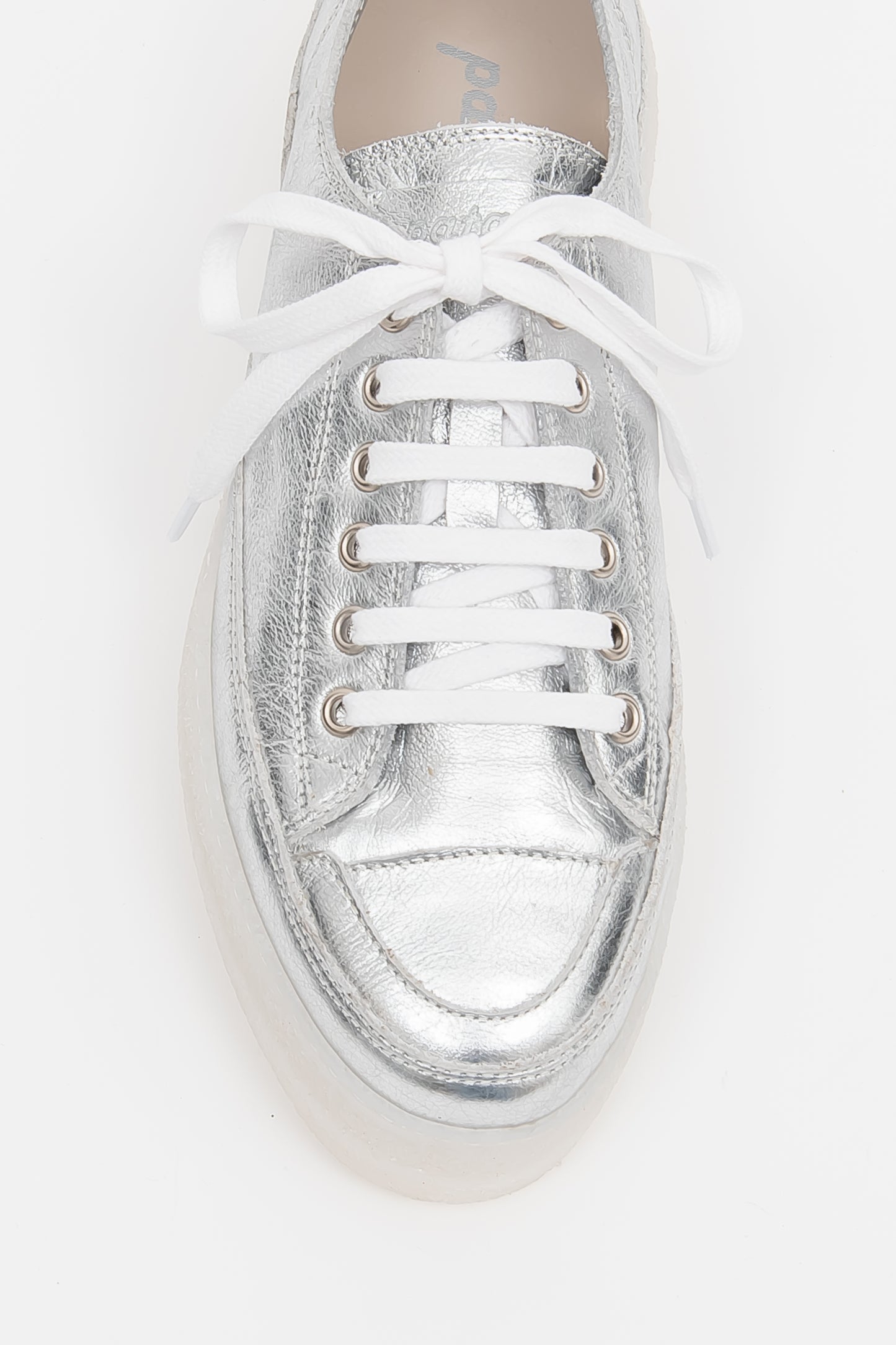イタリア製レディーススニーカー シルバー 革製